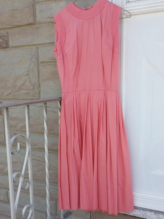 Dresses & Skirts - Vintage Casual Pink Coral Cotton Sleeveless Spring Summer Midi Dress, Medium?